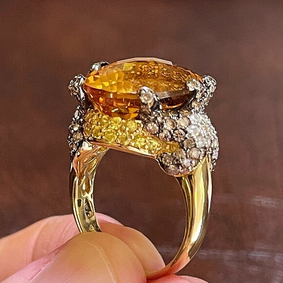 $12500 / NEW / LeVian couture 14K Gold Diamond & Gemstone Starfish Ocean Ring - Picture 1 of 12